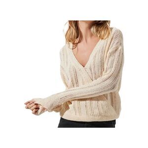 ASTR The Label Pointelle Faux Wrap Sweater – Cream, Size Large, NWT